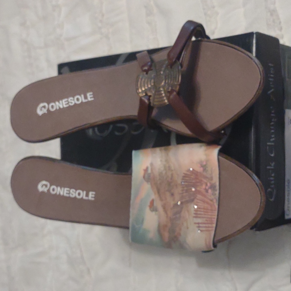 Onesole Brown Women's Interchangeable Heels - Picture 5 of 6